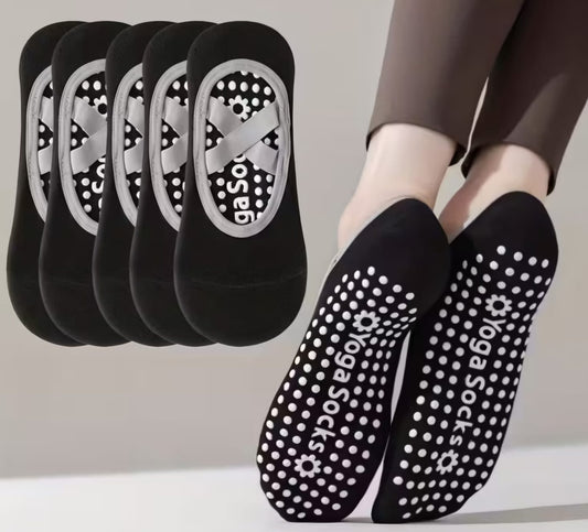 Professional Non-Slip Silicone Indoor Fitness Socks - Black